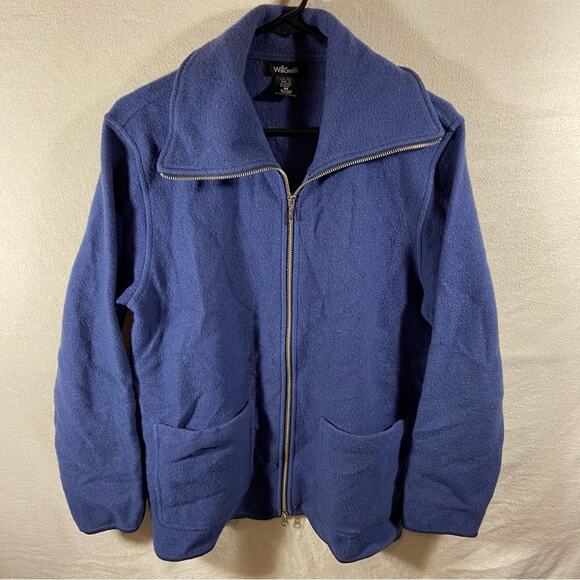 Willi Smith women Wool Sweater medium navy zip warm quiet luxury minimalist - Picture 1 of 9